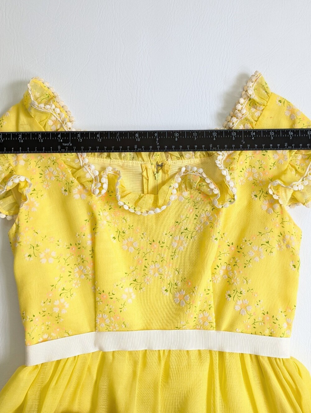 Vintage 70's Lorrie Deb Yellow Prarie Prom Maxi Ruffle Dress XS USA Union Made - Picture 11 of 17